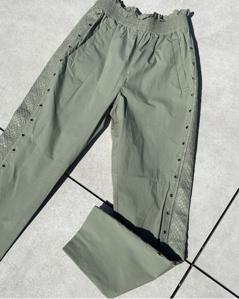 Kalhoty dámské Twinset khaki plátěné